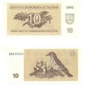  Lithuania 1992 10 Talonu, Pick 40 