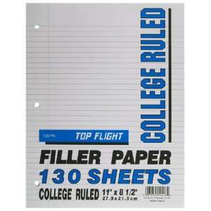 Top Flight Filler Paper, 11 x 8.5 Inches, College Rule, 130 Sheets 