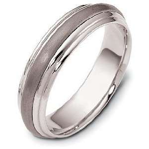  5.5mm Stylish Titanium & 18 Karat White Gold Wedding Band 