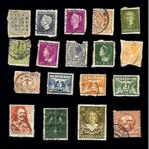  Lot of Netherlands (18) Stamps (all have paper residue 