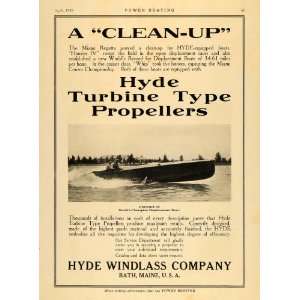 1919 Ad Hyde Windlass Turbine Propellers Marine Boats 