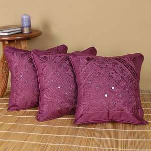  Silk Embroidered India Pillow Cushion Covers (Set of five 