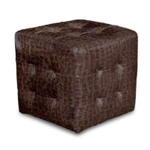  Mocha Zen Crocodile Pattern Cube Ottoman By Diamond