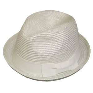   TRILBY WHITE WOVEN SNAP BRIM HAT POLYESTER SMALL
