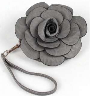 Candy Camellia Flower Wristlet Purse Satchel Handbag evening Bag Blue 