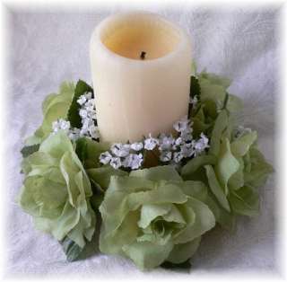 artificial flowers rose candle ring color light green you get