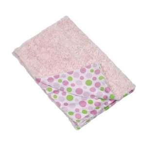   Chic Girl Faux Fur Blanket with Big Polka Dot Satin Lining, Pink Baby
