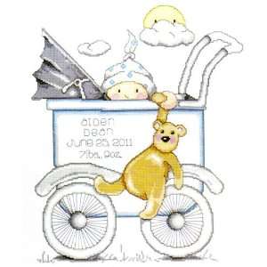   Counted Cross Stitch Kit Boy Baby Buggy Sampler From Tobin Baby Baby