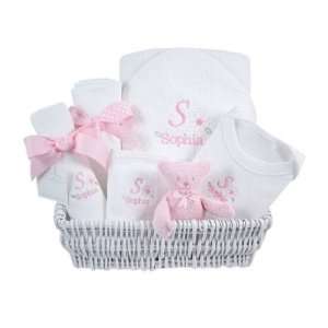    Luxury Monogrammed Baby Layette Gift Basket (Baby Girl) Baby