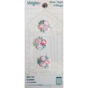  Wrights Bias Tape Village 3 Small Flower Sew On Appliques 