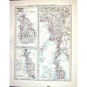  Johnston Antique Map 1898 Burma Ceylon Malay Turkey Asia 
