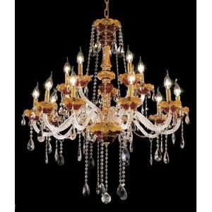 Victorian Design 15 Light 37 Gold with Red, Green, or Blue Chandelier 