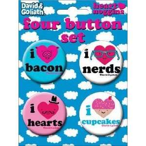  & Goliath I Heart Bacon Nerds Hearts Cupcakes Button Set 81437BT4