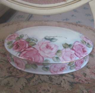 The Large, Pink Roses Decorate One Side of Both the Base & Cover. The 