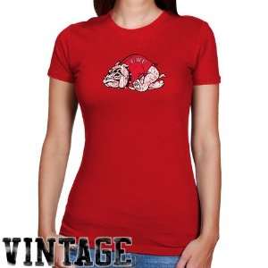  Gardner Webb Bulldogs Ladies Red Distressed Logo Vintage 