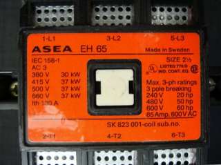 ASEA EH 65 Contactor 3 pole 20 HP 240V NEW HD  