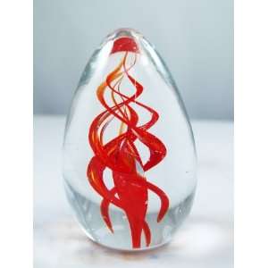  Murano Design Ruby Red Spiral Egg Paperweight PW 668