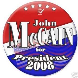   Pin Back Button NEW McCAIN FOR PRESIDENT 2008 