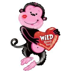  Valentine Balloon   Wild About You Monkey Toys & Games