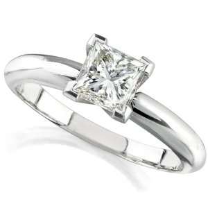  Solitaire Engagement Ring 0.50 ctw Diamond Princess Cut 