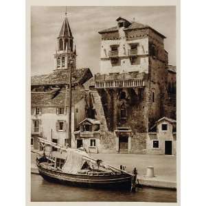 1926 Trogir Croatia Trau Boat Architecture Photogravure   Original 