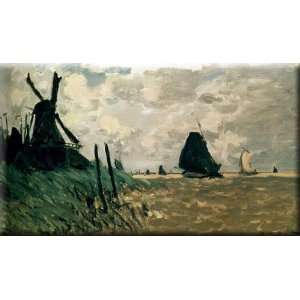  A Windmill Near Zaandam 30x17 Streched Canvas Art by Monet 