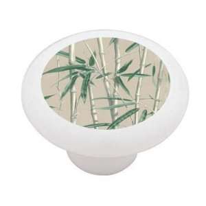 Bamboo Shoots Decorative High Gloss White Ceramic Drawer Knob