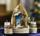 Christmas Nativity Scene Tealight Candle Holder Sculpture New