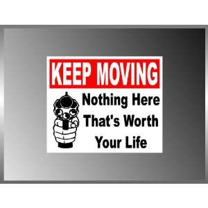 Keep Moving Warning Sign Pro Gun Funny Vinyl Decal Bumper Sticker 5 X 