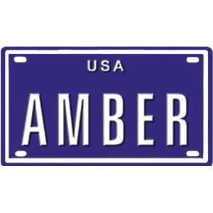 AMBER USA MINI METAL EMBOSSED LICENSE PLATE NAME FOR BIKES, TRICYCLES 