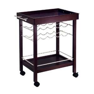  Bar Cart, Mirror Top, Wine Rack By Winsome Wood
