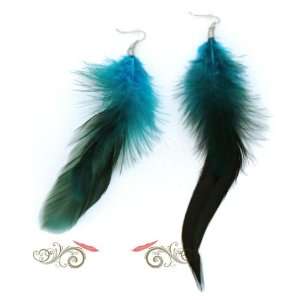  Feather Earrings Blue Beauty