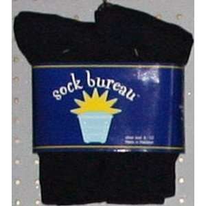  Sock Bureau Socks Mens Crew Socks Black 6 count (3 Pack 