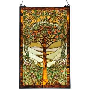  98944 Solid Brass Tree of Life Tiffany Rectangular Stained Glass 