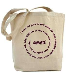  Namaste and its Meaning in Sacred Purple Yoga Tote Bag by 