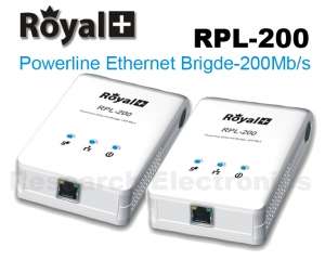 FREE 200 Mb/s ROYAL+ HOMEPLUG POWERLINE NETWORK/ETHERNET BRIDGES