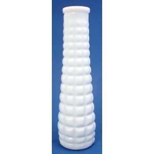  E O Brody Milk Glass Bud Vase Square Block Quilted