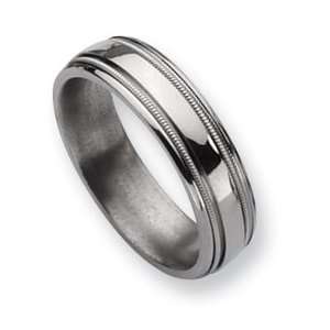  Titanium and Beaded 6mm Polished Band TB134 8.5 Jewelry