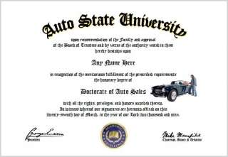 Auto Sales Diploma   Car Salesman Diploma  