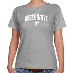   Green Wave Ladies Ash Logo Arch Classic Fit T shirt
