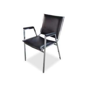  Lorell Plastic Arm Stacking Chair   Black   LLR62504 