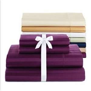 AT HOME Bedding, The Deluxe Purple Plum Damask Stripe 500 Thread 