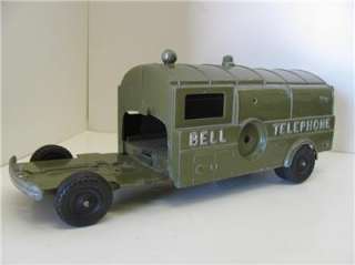 Old Vtg 40s Hubley Bell Telephone Utility Truck Toy Die Cast 