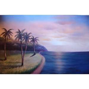  24X36 inch Seascape Art Oil Painting Tropical Beach in Sun 