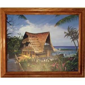  Tiki Hut Tropical Beach Sand Palm Ocean Print Picture 