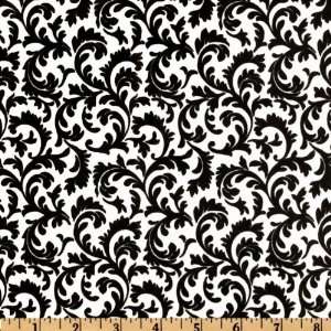  44 Wide Fleur Noir Vines White/Black Fabric By The Yard 