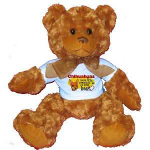 Chihuahuas Leave Paw Prints on your Heart Plush Teddy Bear with BLUE T 