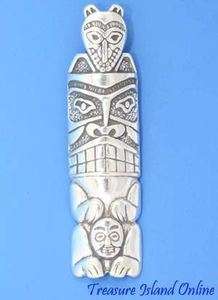 NATIVE AMERICAN INDIAN TOTEM POLE .925 Solid Sterling Silver PENDANT 