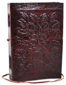 Leather Bound GREEN MAN Book of Shadows or Journal Free U.S. Shipping 