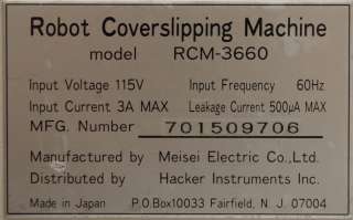 Hacker   Meisei RCM 3660 Robot Coverslipping Machine ++ NICE ++  